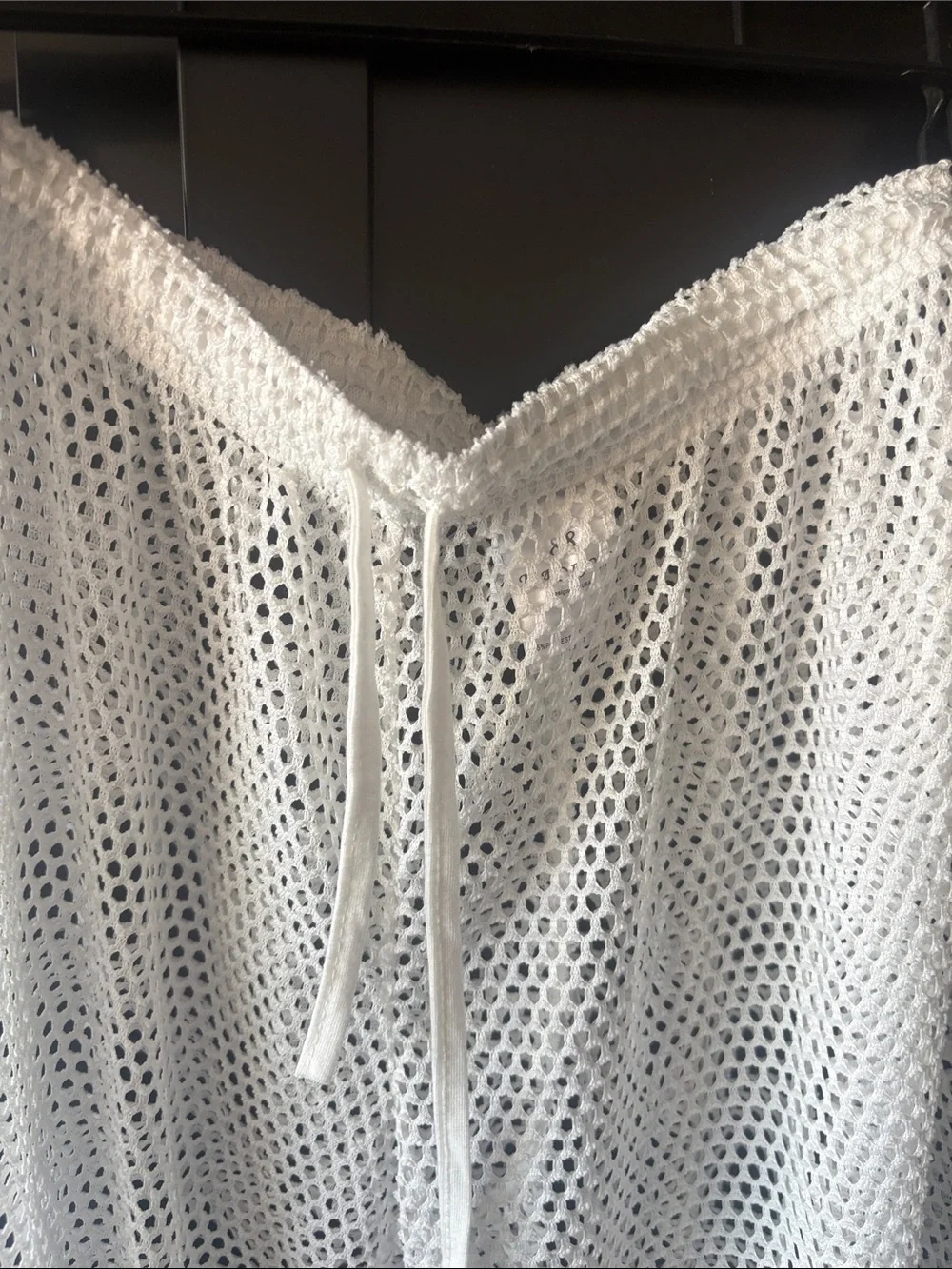 Madison White Open-Knit Wide Leg Beach Pants